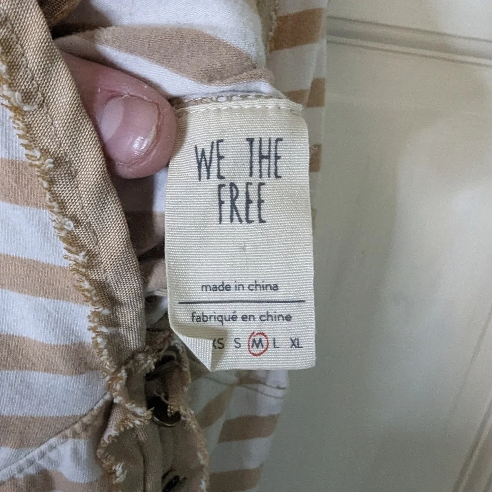 Free People Mylo Striped Button-Down Halter Top Tan Medium GUC - Picture 4 of 6